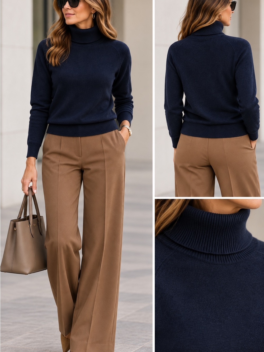 Quince Women's Navy Turtleneck Sweater 100% Mongolian Cashmere Size M